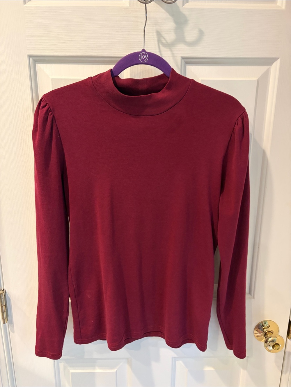 J. Crew Burgundy Long Sleeve Mock Neck Top